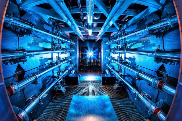 <p>Inside the reactor at the Lawrence Livermore National Laboratory in California. The lab announced a ‘major breakthrough’ with nuclear fusion on 13 December, 2022</p>